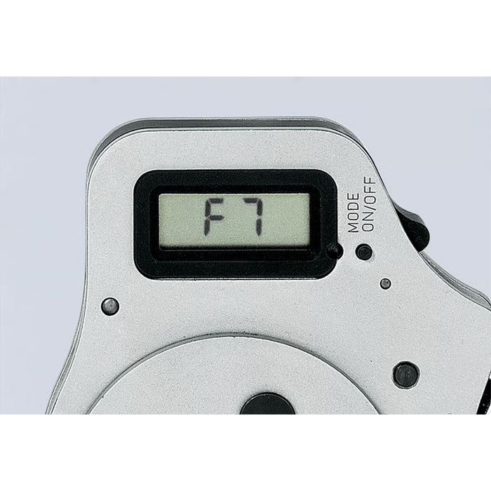 Kìm bấm cose Turned Contacts, có màn hình kỹ thuật số KNIPEX 97 52 63 DG chiều dài 195mm, khả năng bấm cose từ 0.08mm² - 2.5mm²