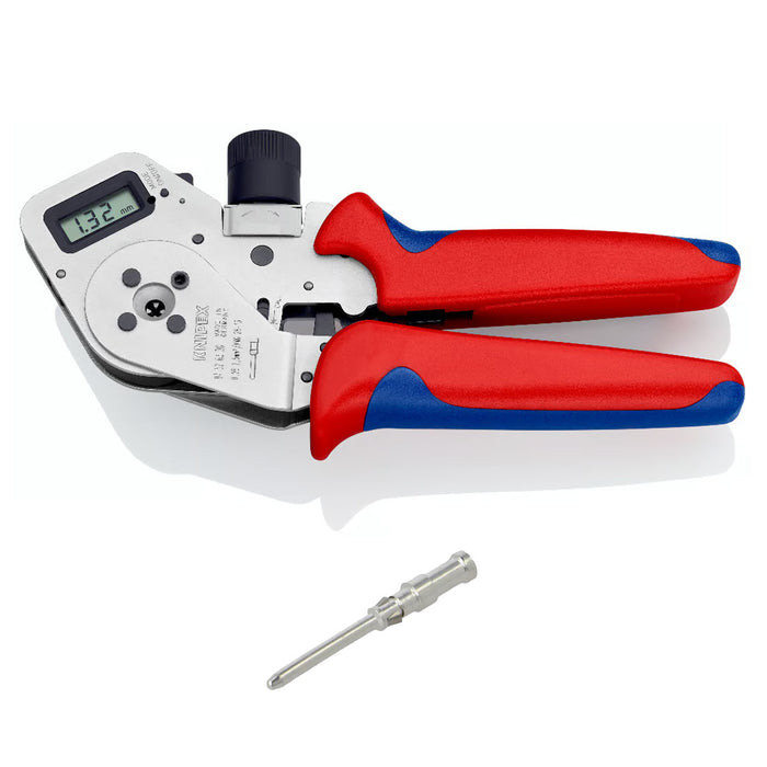 Kìm bấm cose Turned Contacts, có màn hình kỹ thuật số KNIPEX 97 52 63 DG chiều dài 195mm, khả năng bấm cose từ 0.08mm² - 2.5mm²