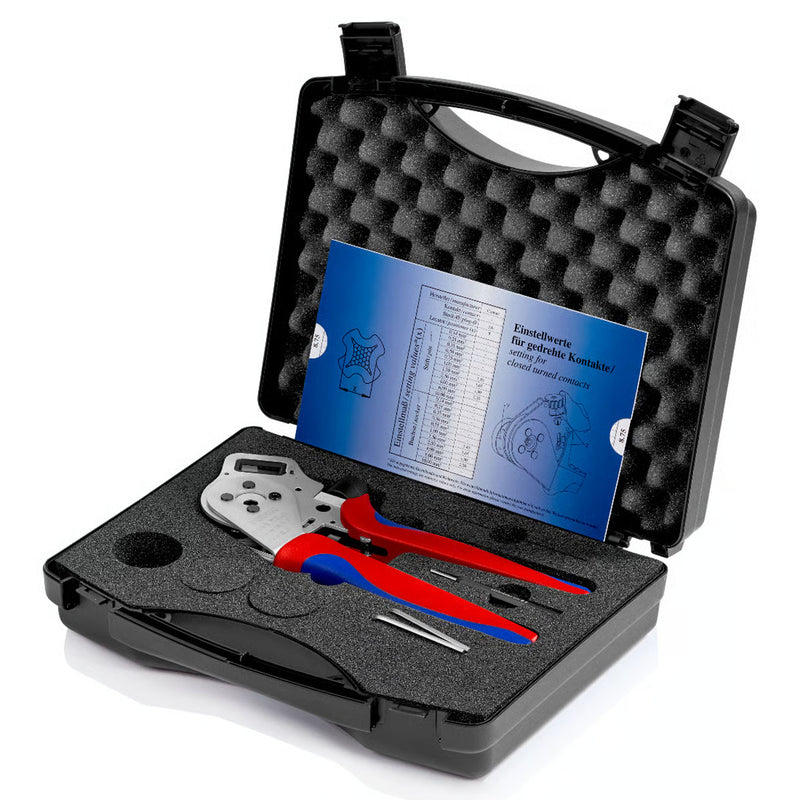 Kìm bấm cose Turned Contacts, có màn hình kỹ thuật số KNIPEX 97 52 65 DG chiều dài 250mm, khả năng bấm cose từ 0.14mm² - 6mm²