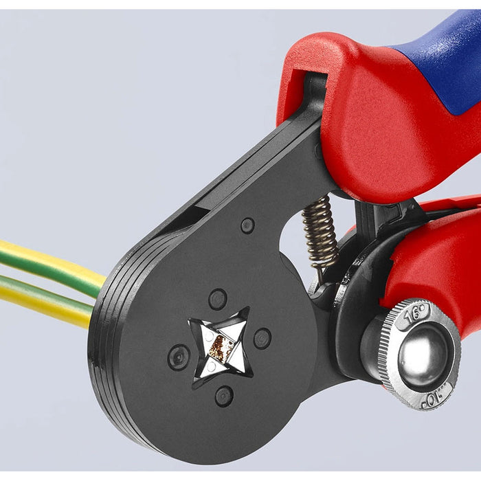 Kìm bấm cose pin rỗng, mối bấm hình vuông KNIPEX 97 53 04 chiều dài 180mm, khả năng bấm cose từ 0.08mm² - 16mm²