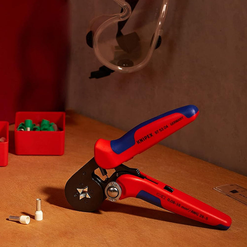 Kìm bấm cose pin rỗng, mối bấm hình vuông KNIPEX 97 53 04 chiều dài 180mm, khả năng bấm cose từ 0.08mm² - 16mm²