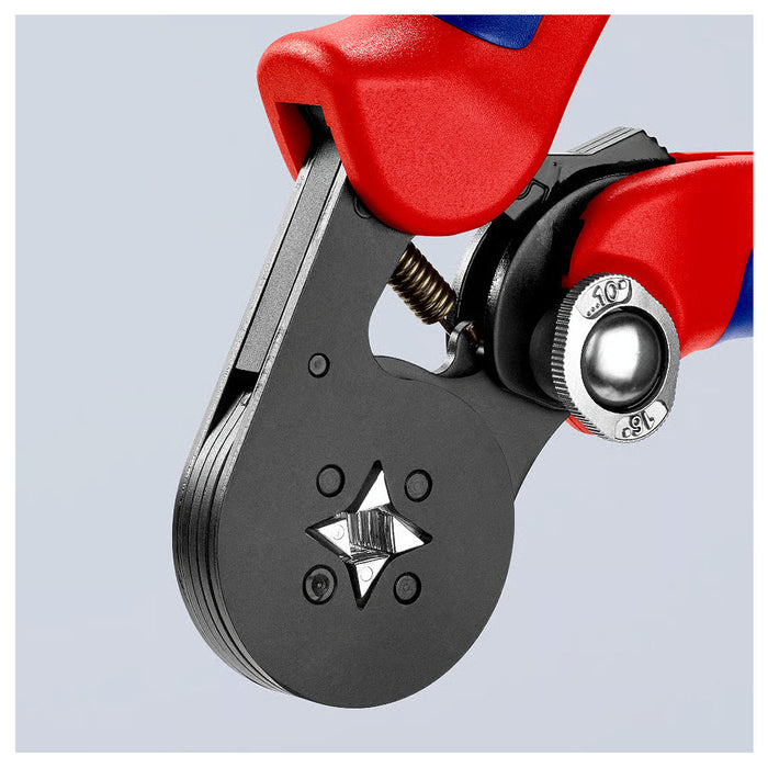 Kìm bấm cose pin rỗng, mối bấm hình vuông KNIPEX 97 53 04 chiều dài 180mm, khả năng bấm cose từ 0.08mm² - 16mm²