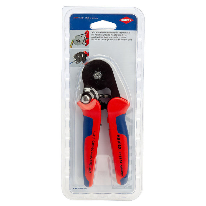 Kìm bấm cose pin rỗng, mối bấm hình lục giác KNIPEX 97 53 14 chiều dài 180mm, khả năng bấm cose từ 0.08mm² - 16mm²