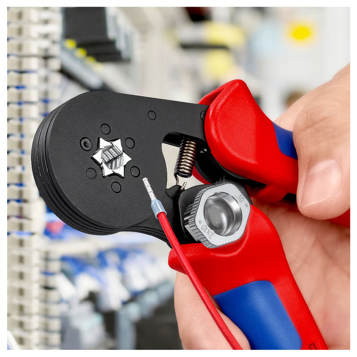 Kìm bấm cose pin rỗng, mối bấm hình lục giác KNIPEX 97 53 14 chiều dài 180mm, khả năng bấm cose từ 0.08mm² - 16mm²