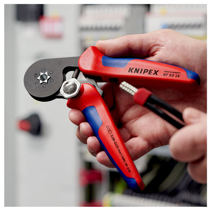 Kìm bấm cose pin rỗng, mối bấm hình lục giác KNIPEX 97 53 14 chiều dài 180mm, khả năng bấm cose từ 0.08mm² - 16mm²