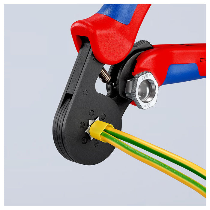 Kìm bấm cose pin rỗng, mối bấm hình lục giác KNIPEX 97 53 14 chiều dài 180mm, khả năng bấm cose từ 0.08mm² - 16mm²