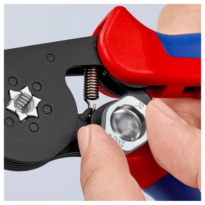 Kìm bấm cose pin rỗng, mối bấm hình lục giác KNIPEX 97 53 14 chiều dài 180mm, khả năng bấm cose từ 0.08mm² - 16mm²