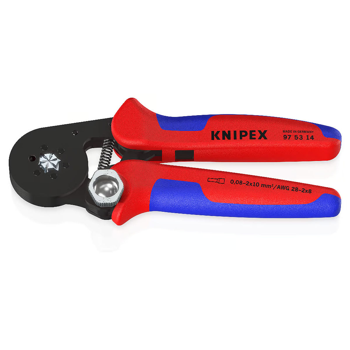 Kìm bấm cose pin rỗng, mối bấm hình lục giác KNIPEX 97 53 14 chiều dài 180mm, khả năng bấm cose từ 0.08mm² - 16mm²