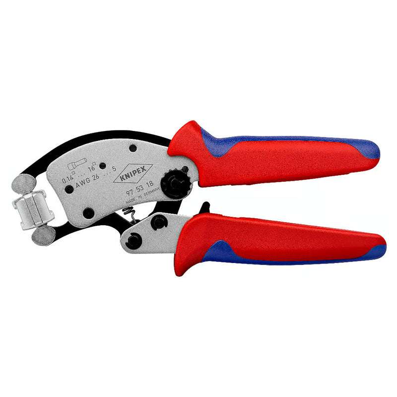 Kìm bấm cose pin rỗng, hàm bấm xoay 360° dòng Twistor16 KNIPEX 97 53 18 chiều dài 200mm, khả năng bấm cose từ 0.14mm² - 16mm²