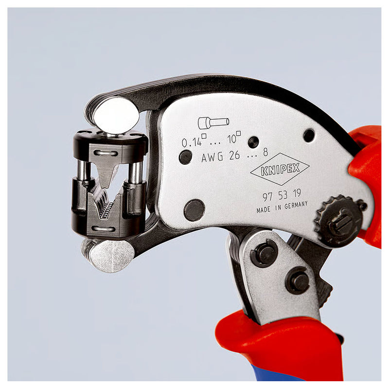 Kìm bấm cose pin rỗng, hàm bấm xoay 360° dòng Twistor T KNIPEX 97 53 19 chiều dài 200mm, khả năng bấm cose từ 0.14mm² - 10mm²