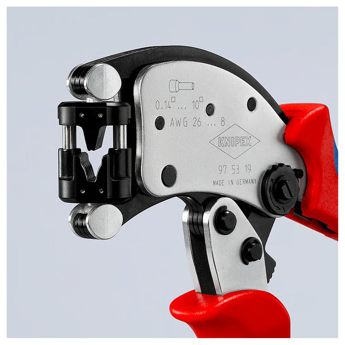 Kìm bấm cose pin rỗng, hàm bấm xoay 360° dòng Twistor T KNIPEX 97 53 19 chiều dài 200mm, khả năng bấm cose từ 0.14mm² - 10mm²
