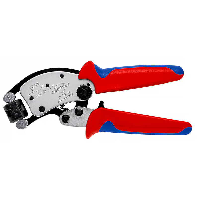 Kìm bấm cose pin rỗng, hàm bấm xoay 360° dòng Twistor T KNIPEX 97 53 19 chiều dài 200mm, khả năng bấm cose từ 0.14mm² - 10mm²