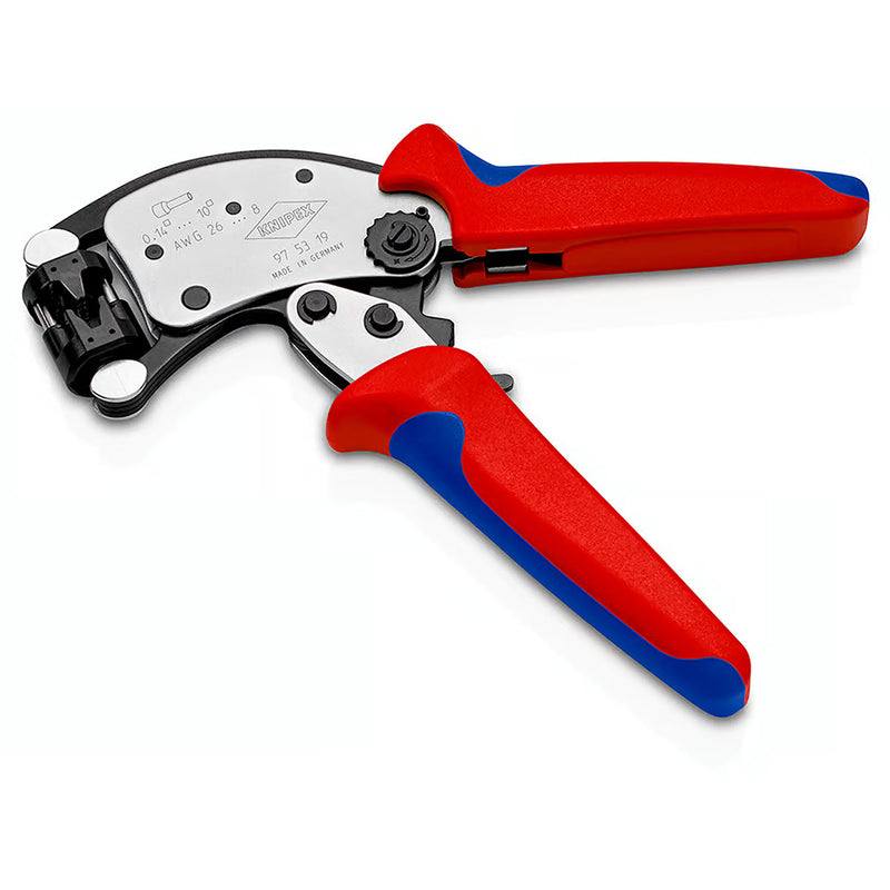 Kìm bấm cose pin rỗng, hàm bấm xoay 360° dòng Twistor T KNIPEX 97 53 19 chiều dài 200mm, khả năng bấm cose từ 0.14mm² - 10mm²