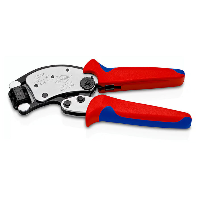 Kìm bấm cose pin rỗng, hàm bấm xoay 360° dòng Twistor T KNIPEX 97 53 19 chiều dài 200mm, khả năng bấm cose từ 0.14mm² - 10mm²