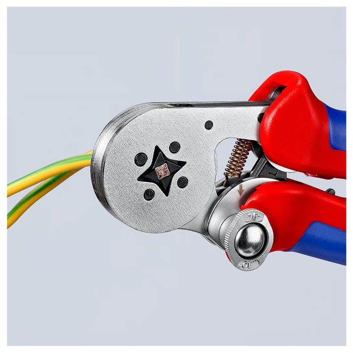 Kìm bấm cose pin rỗng, mối bấm hình vuông KNIPEX 97 55 04 chiều dài 180mm, khả năng bấm cose từ 0.08mm² - 16mm²