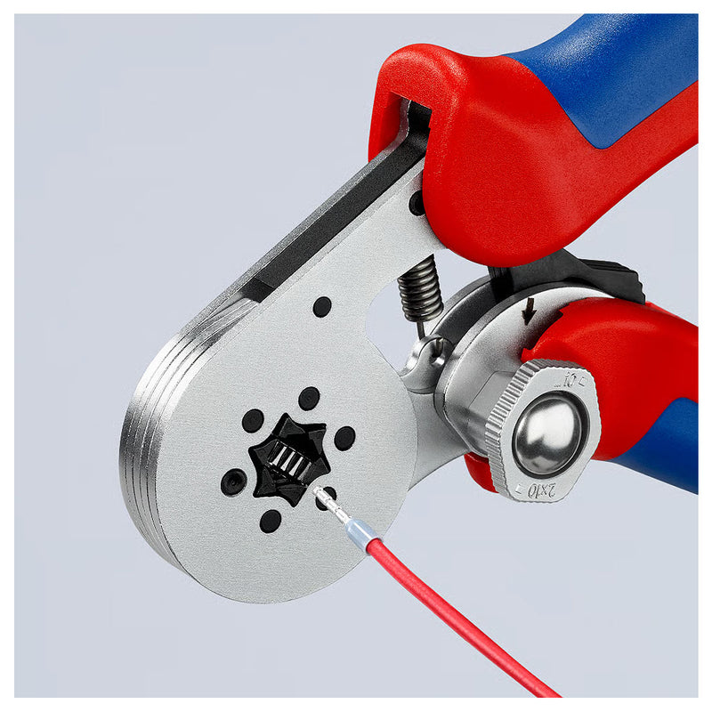 Kìm bấm cose pin rỗng, mối bấm hình lục giác KNIPEX 97 55 14 chiều dài 180mm, khả năng bấm cose từ 0.08mm² - 16mm²
