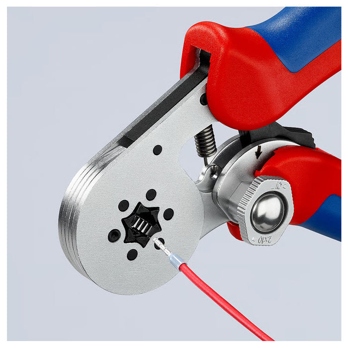 Kìm bấm cose pin rỗng, mối bấm hình lục giác KNIPEX 97 55 14 chiều dài 180mm, khả năng bấm cose từ 0.08mm² - 16mm²