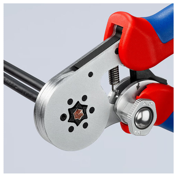 Kìm bấm cose pin rỗng, mối bấm hình lục giác KNIPEX 97 55 14 chiều dài 180mm, khả năng bấm cose từ 0.08mm² - 16mm²