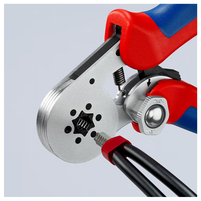 Kìm bấm cose pin rỗng, mối bấm hình lục giác KNIPEX 97 55 14 chiều dài 180mm, khả năng bấm cose từ 0.08mm² - 16mm²