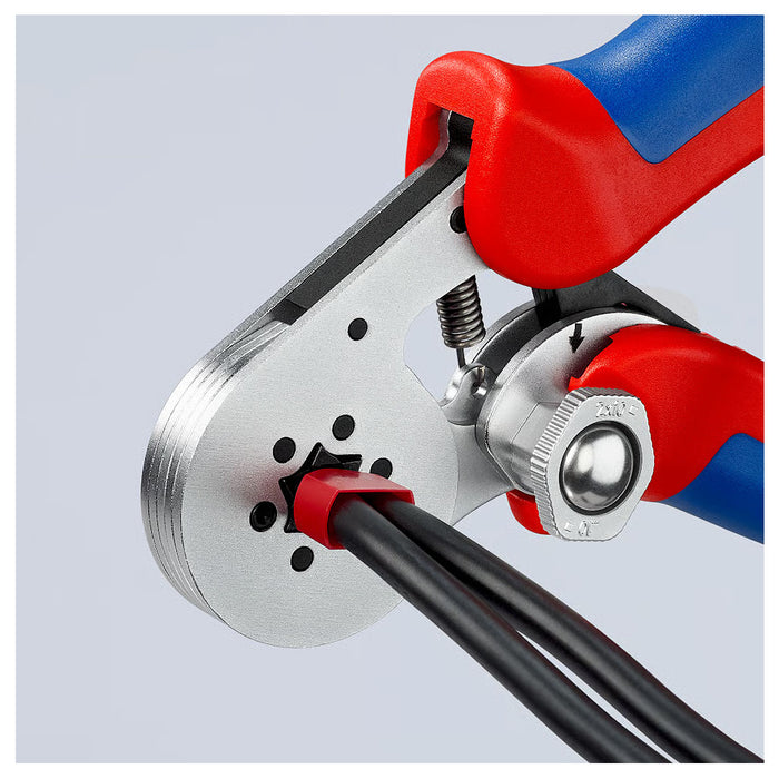 Kìm bấm cose pin rỗng, mối bấm hình lục giác KNIPEX 97 55 14 chiều dài 180mm, khả năng bấm cose từ 0.08mm² - 16mm²