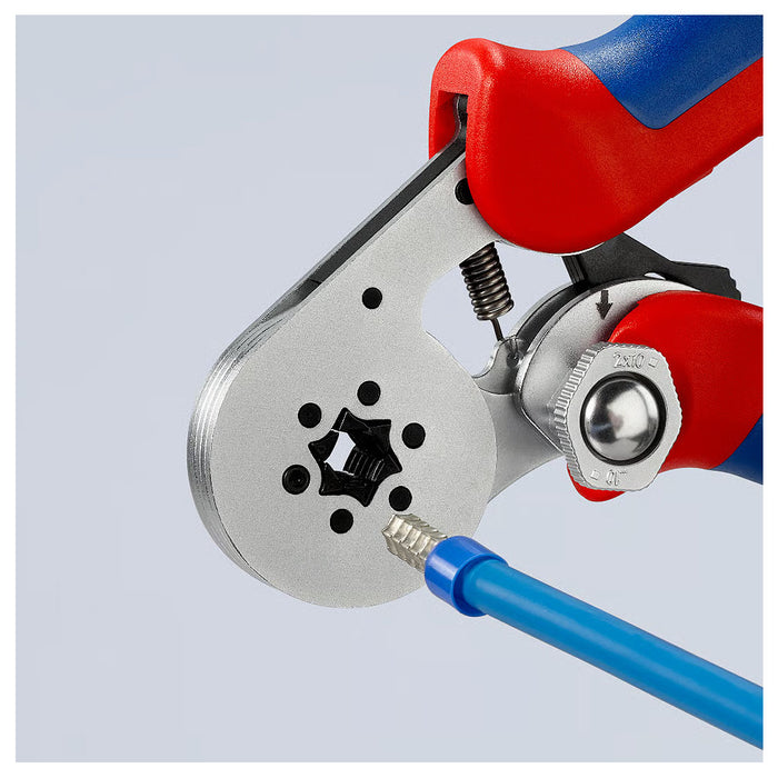 Kìm bấm cose pin rỗng, mối bấm hình lục giác KNIPEX 97 55 14 chiều dài 180mm, khả năng bấm cose từ 0.08mm² - 16mm²