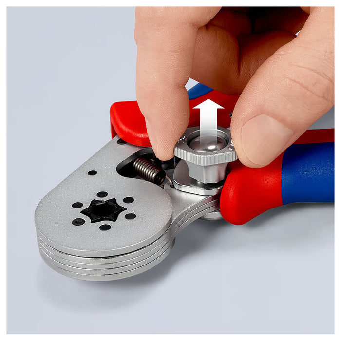 Kìm bấm cose pin rỗng, mối bấm hình lục giác KNIPEX 97 55 14 chiều dài 180mm, khả năng bấm cose từ 0.08mm² - 16mm²