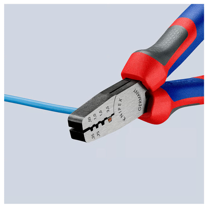 Kìm bấm cose pin rỗng KNIPEX 97 62 145 A chiều dài 145mm, khả năng bấm cose từ 0.25mm² - 2.5mm²