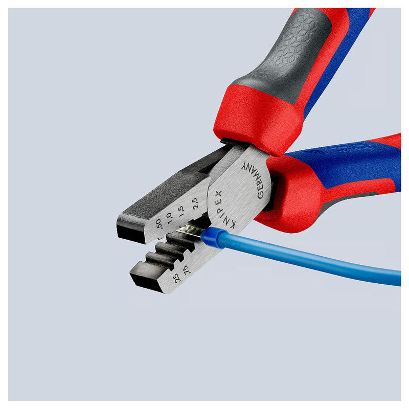 Kìm bấm cose pin rỗng KNIPEX 97 62 145 A chiều dài 145mm, khả năng bấm cose từ 0.25mm² - 2.5mm²