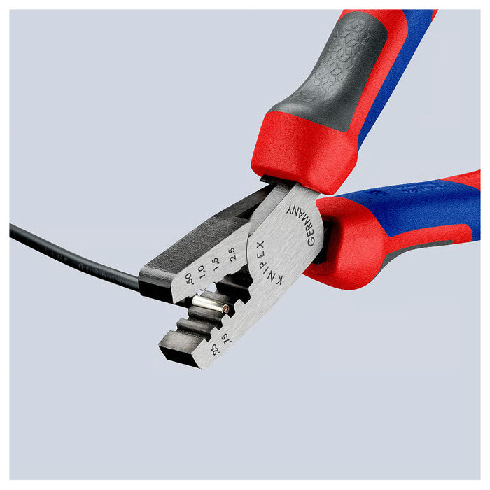 Kìm bấm cose pin rỗng KNIPEX 97 62 145 A chiều dài 145mm, khả năng bấm cose từ 0.25mm² - 2.5mm²