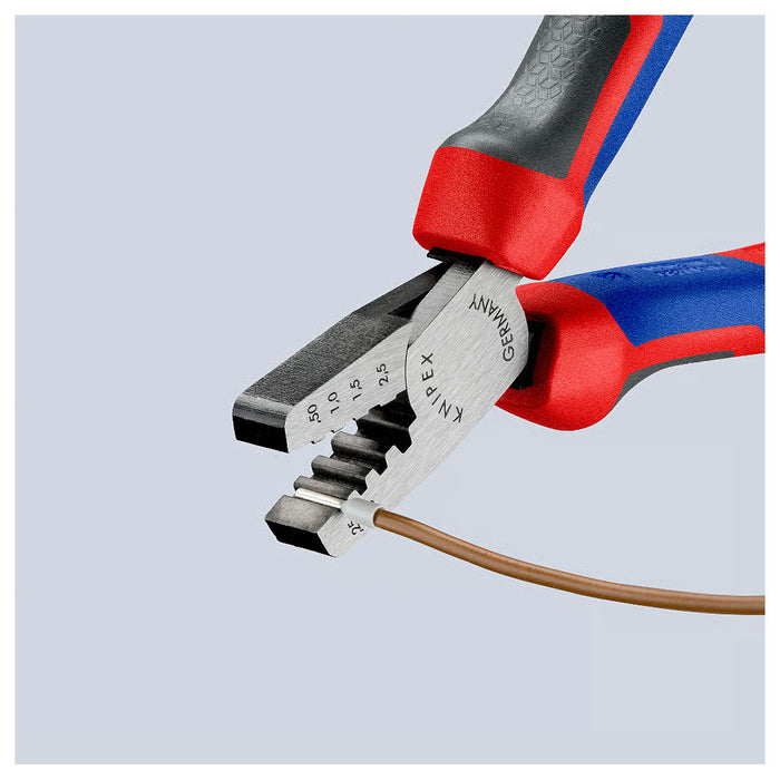 Kìm bấm cose pin rỗng KNIPEX 97 62 145 A chiều dài 145mm, khả năng bấm cose từ 0.25mm² - 2.5mm²