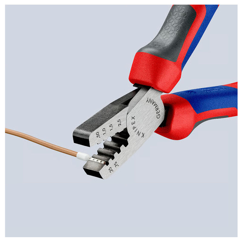 Kìm bấm cose pin rỗng KNIPEX 97 62 145 A chiều dài 145mm, khả năng bấm cose từ 0.25mm² - 2.5mm²