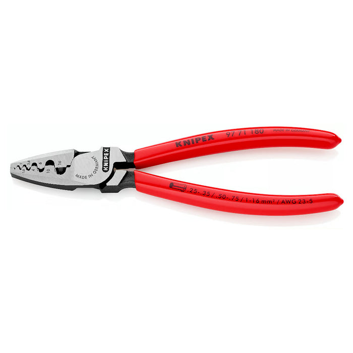 Kìm bấm cose pin rỗng KNIPEX 97 71 180 chiều dài 180mm, khả năng bấm cose từ 0.25mm² - 16mm²