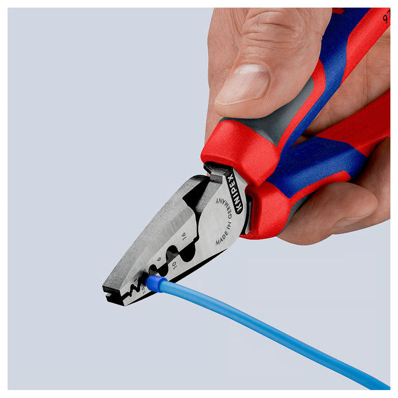 Kìm bấm cose pin rỗng KNIPEX 97 72 180 chiều dài 180mm, khả năng bấm cose từ 0.25mm² - 16mm²