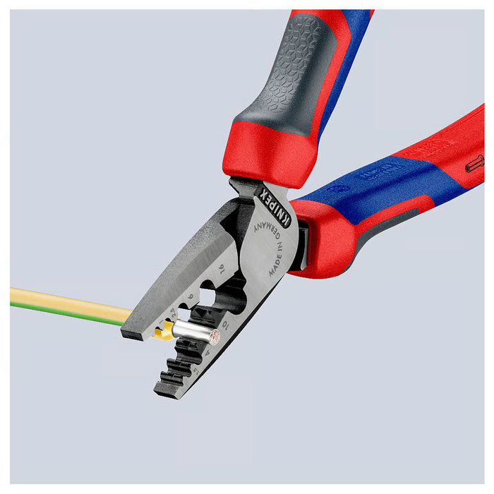 Kìm bấm cose pin rỗng KNIPEX 97 72 180 chiều dài 180mm, khả năng bấm cose từ 0.25mm² - 16mm²