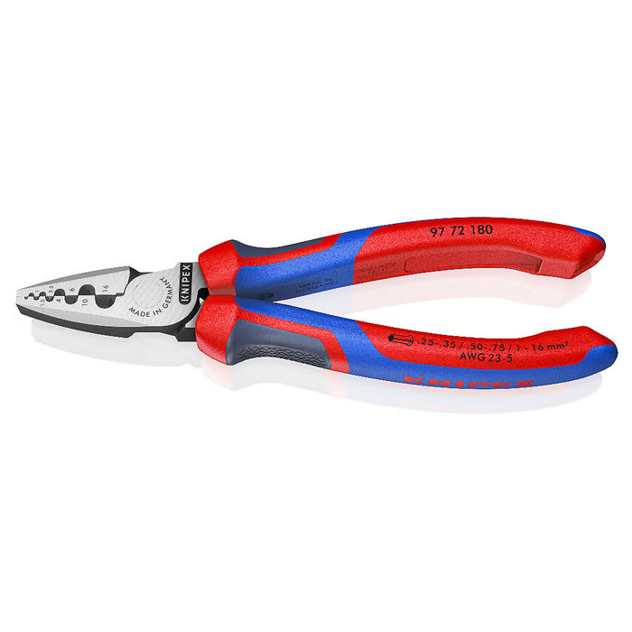 Kìm bấm cose pin rỗng KNIPEX 97 72 180 chiều dài 180mm, khả năng bấm cose từ 0.25mm² - 16mm²
