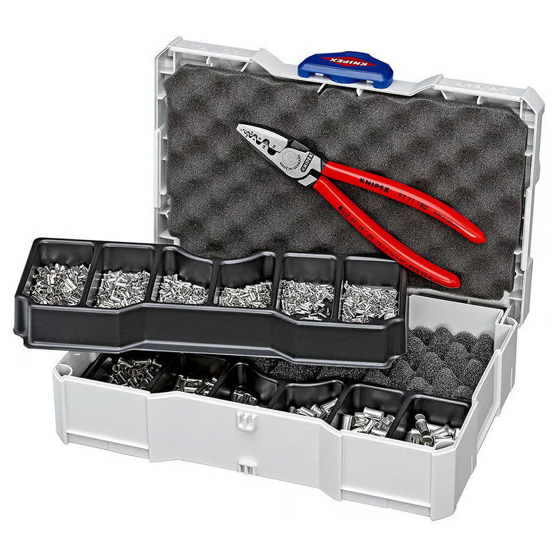Bộ kìm bấm cose pin rỗng và hộp linh kiện KNIPEX 97 90 05