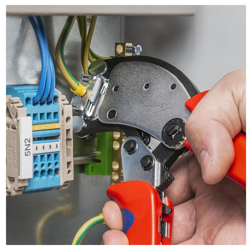 Bộ kìm bấm cose pin rỗng và hộp linh kiện KNIPEX 97 90 13