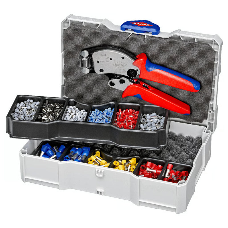 Bộ kìm bấm cose pin rỗng và hộp linh kiện KNIPEX 97 90 13