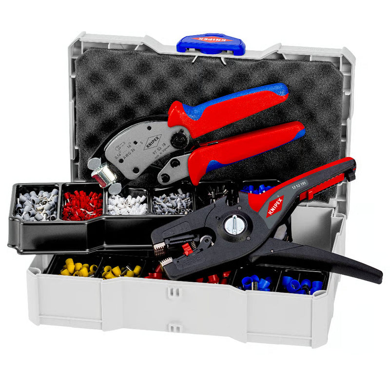 Bộ kìm bấm cose pin rỗng và hộp linh kiện KNIPEX 97 90 14