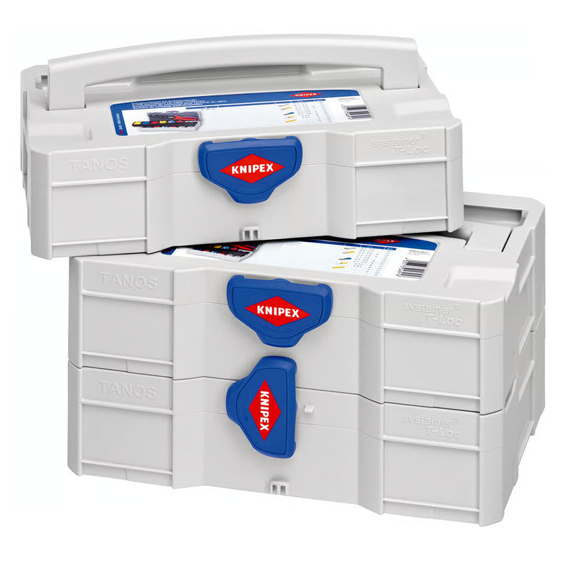 Bộ kìm bấm cose nối thẳng, cose tròn, cose ghim bọc nhựa cách điện và hộp linh kiện KNIPEX 97 90 21