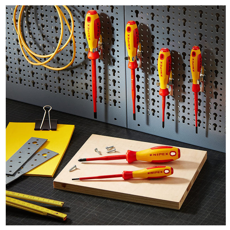 Tua vít dẹp dáng Slim KNIPEX cách điện 1000V, kích thước từ 3.5mm - 6.5mm