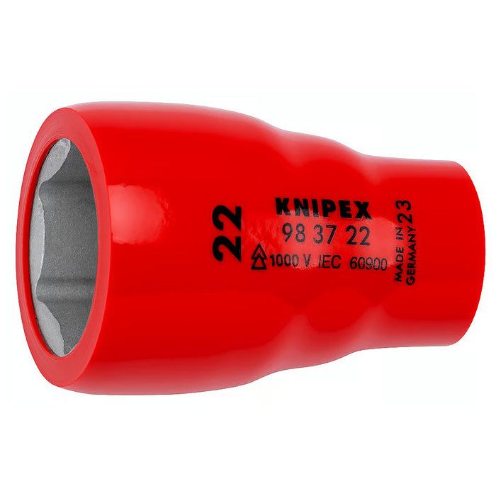 Đầu tuýp 6 cạnh hệ mét, cách điện 1000V KNIPEX cốt 3/8 inch, kích thước từ 10mm - 22mm
