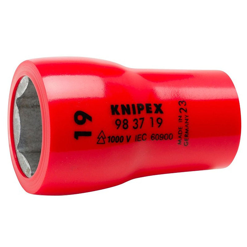 Đầu tuýp 6 cạnh hệ mét, cách điện 1000V KNIPEX cốt 3/8 inch, kích thước từ 10mm - 22mm