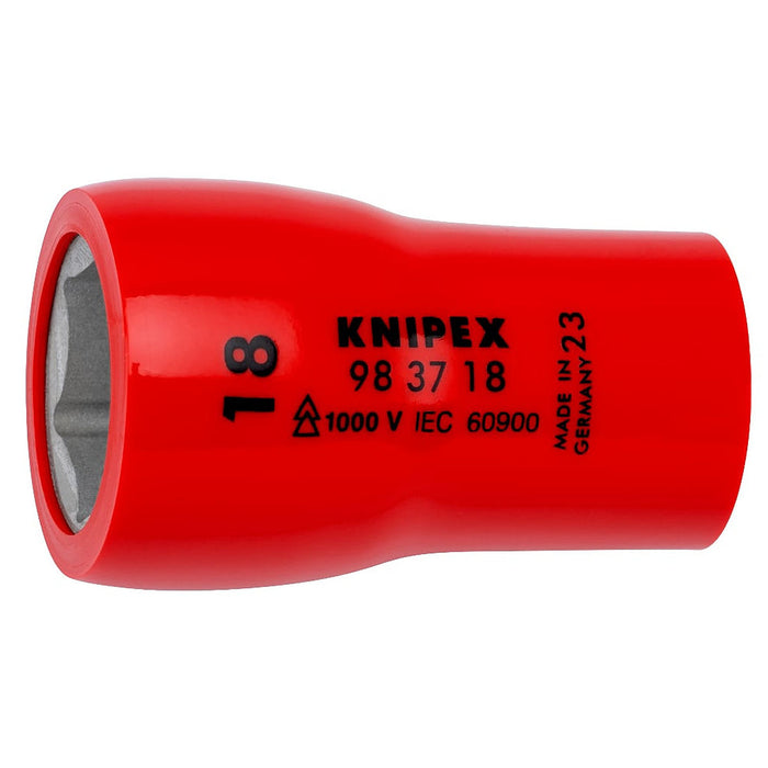 Đầu tuýp 6 cạnh hệ mét, cách điện 1000V KNIPEX cốt 3/8 inch, kích thước từ 10mm - 22mm