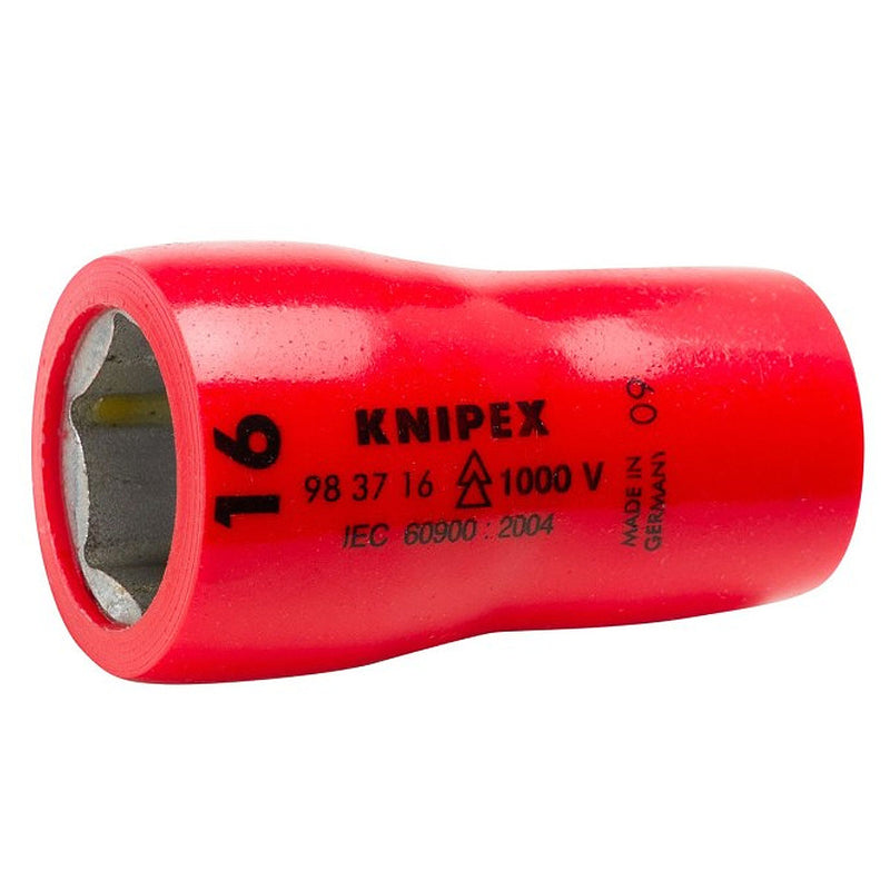 Đầu tuýp 6 cạnh hệ mét, cách điện 1000V KNIPEX cốt 3/8 inch, kích thước từ 10mm - 22mm