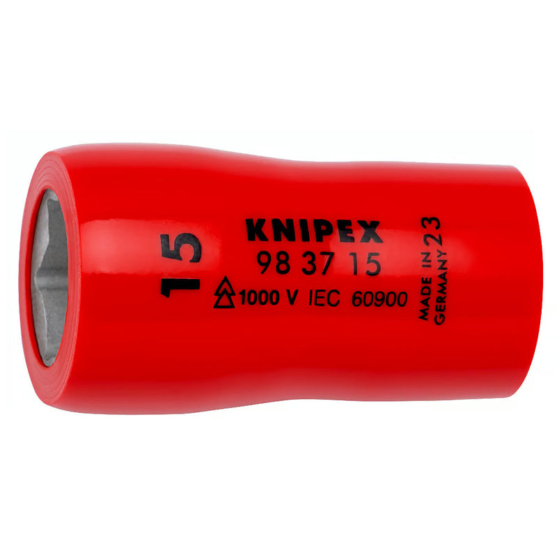 Đầu tuýp 6 cạnh hệ mét, cách điện 1000V KNIPEX cốt 3/8 inch, kích thước từ 10mm - 22mm