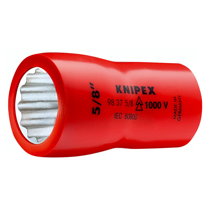 Đầu tuýp 12 cạnh hệ inch, cách điện 1000V KNIPEX cốt 3/8 inch, kích thước từ 5/16 inch - 3/4 inch