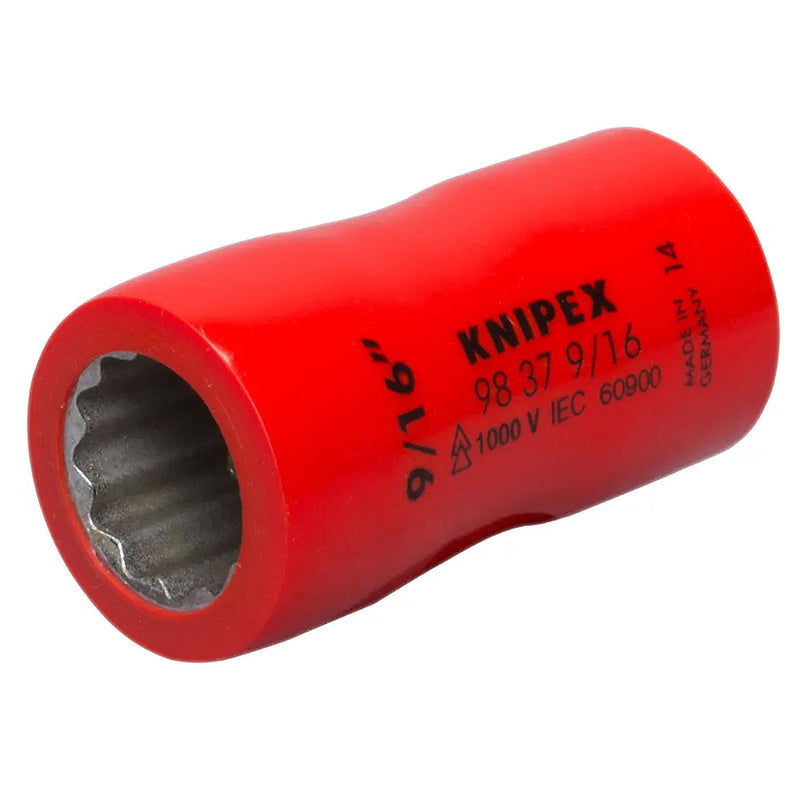 Đầu tuýp 12 cạnh hệ inch, cách điện 1000V KNIPEX cốt 3/8 inch, kích thước từ 5/16 inch - 3/4 inch