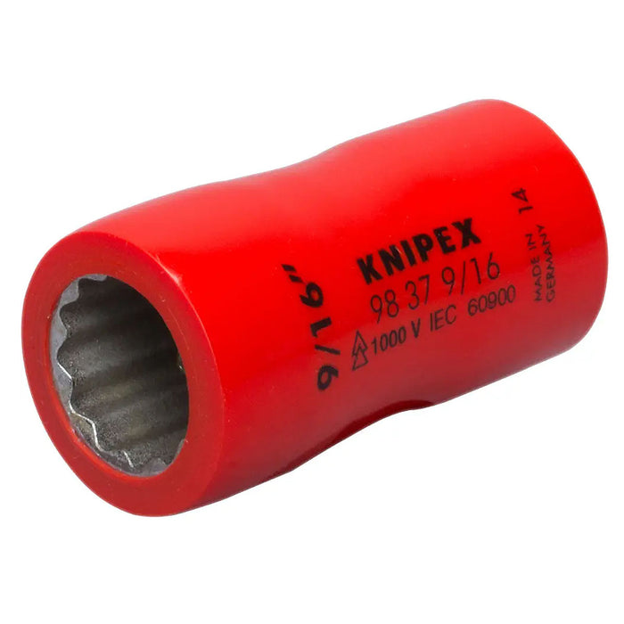 Đầu tuýp 12 cạnh hệ inch, cách điện 1000V KNIPEX cốt 3/8 inch, kích thước từ 5/16 inch - 3/4 inch