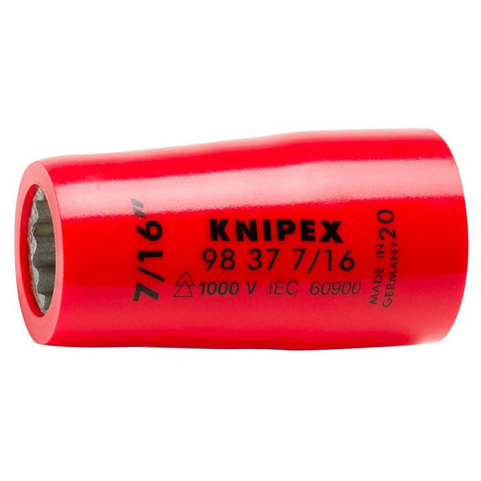 Đầu tuýp 12 cạnh hệ inch, cách điện 1000V KNIPEX cốt 3/8 inch, kích thước từ 5/16 inch - 3/4 inch